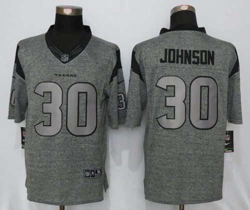 Nike Texans #30 Kevin Johnson Gray Men's Stitched NFL Limited Gridiron Gray Jersey